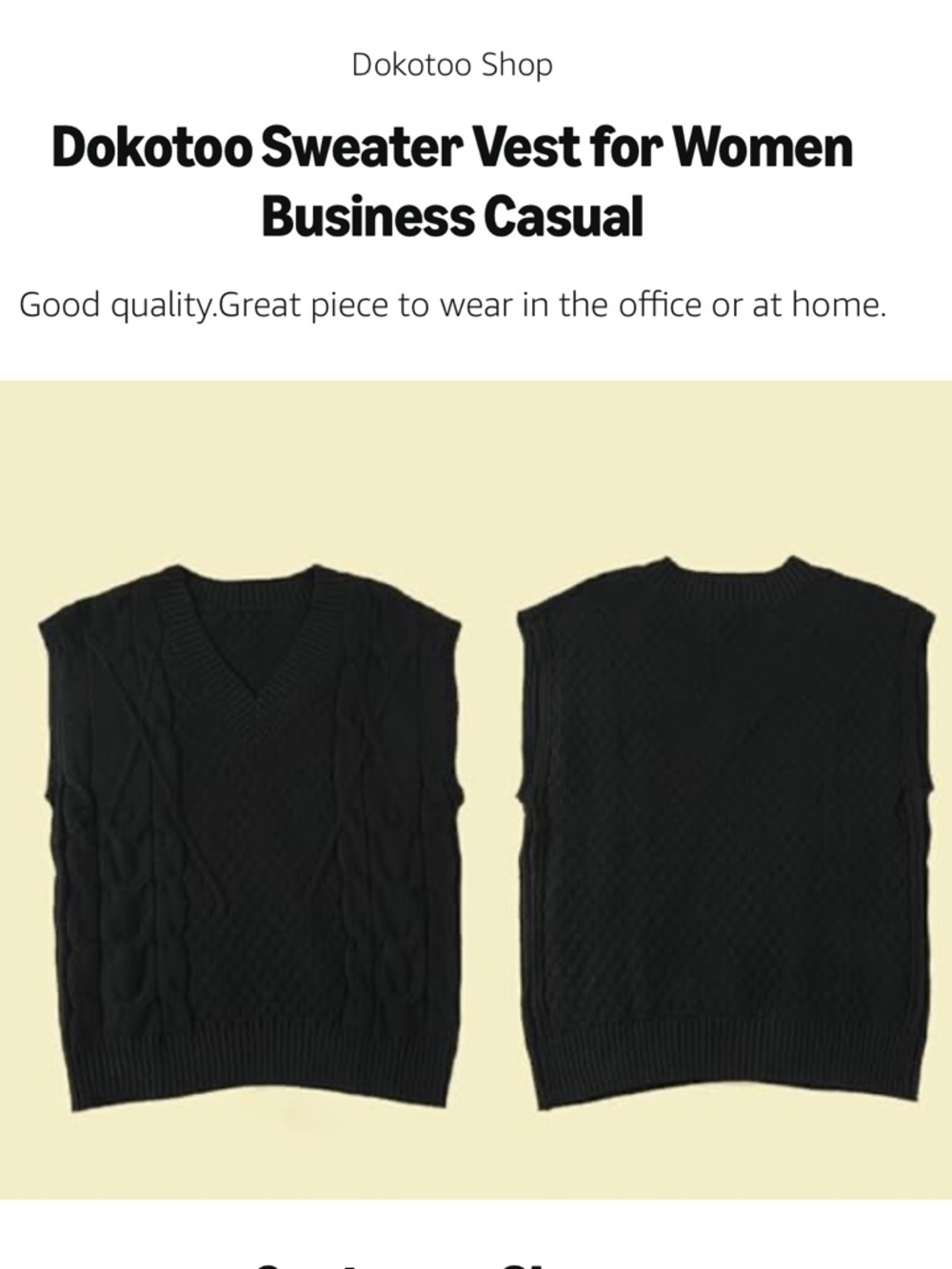 V-Neck Cable Knit Sweater Vest - Picture 4 of 4